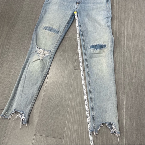 Rag & Bone Ankle Skinny Jeans in Lynn Holes 28 Chewed Hem Patchwork Light Wash - Picture 15 of 16